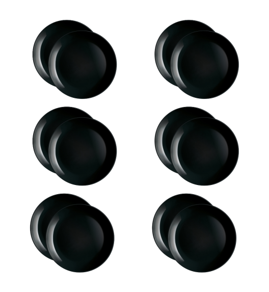 LUMINARC DIWALI BLACK 12x Talerz obiadowy 27 cm / szkło