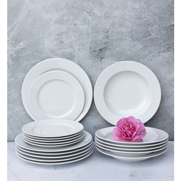 LUBIANA SIMPLE Serwis obiadowy 18 el / 6 osób | biała porcelana