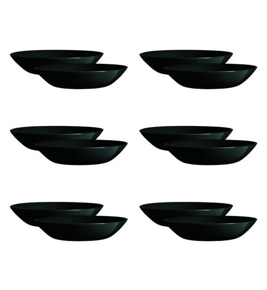 LUMINARC DIWALI BLACK 12x Talerz głęboki 20 cm / szkło