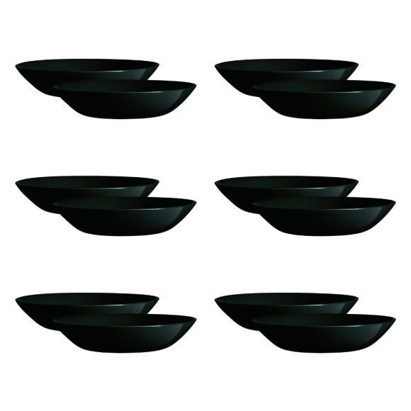 LUMINARC DIWALI BLACK 12x Talerz głęboki 20 cm / szkło