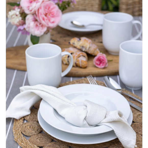LUBIANA SIMPLE Serwis obiadowy 96 el / 24 os | biała porcelana