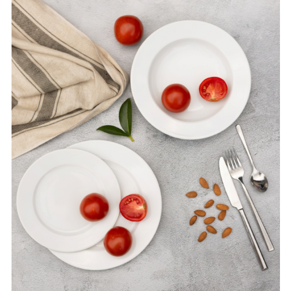 LUBIANA SIMPLE Serwis obiadowo kawowy 120 el / 24 os | biała porcelana