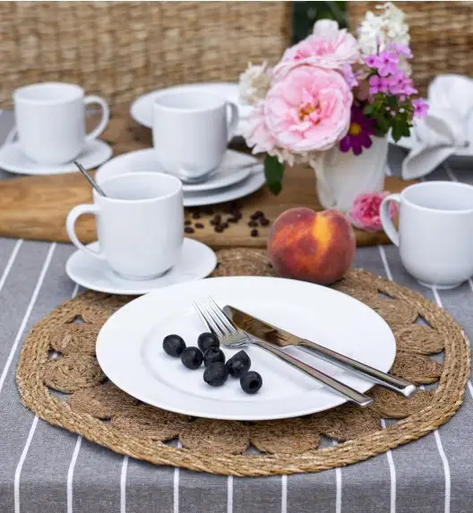 LUBIANA SIMPLE Serwis obiadowo kawowy 120 el / 24 os | biała porcelana
