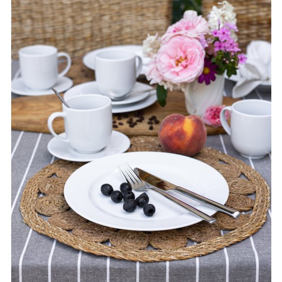 LUBIANA SIMPLE Serwis obiadowo kawowy 120 el / 24 os | biała porcelana