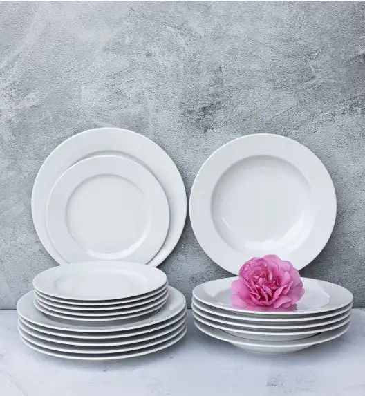 LUBIANA SIMPLE Serwis obiadowy 54 el / 18 osób | biała porcelana