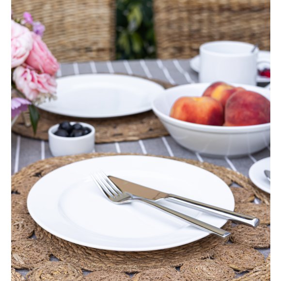 LUBIANA SIMPLE Serwis obiadowo kawowy 36 el / 6 osób | biała porcelana