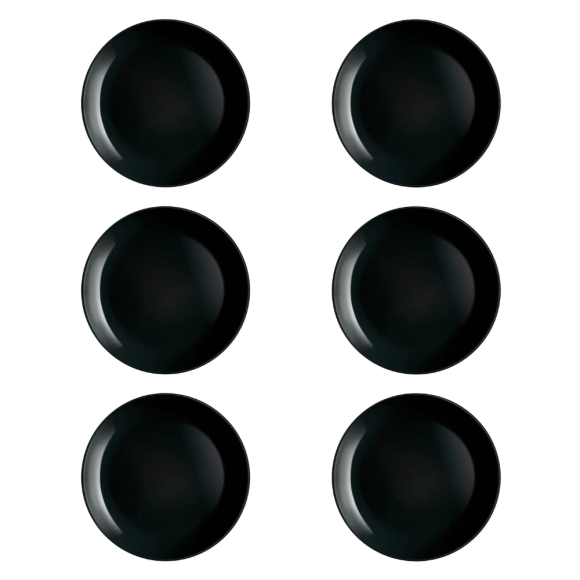 LUMINARC DIWALI BLACK 6x Talerz obiadowy 25 cm / szkło