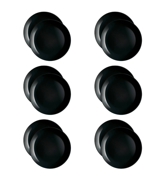 LUMINARC DIWALI BLACK 12x Talerz obiadowy 25 cm / szkło