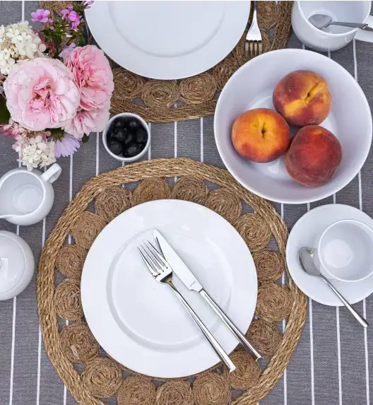LUBIANA SIMPLE Serwis obiadowo kawowy 112 el / 18 osób + dodatki | biała porcelana