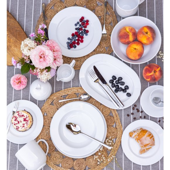 LUBIANA SIMPLE Serwis obiadowo kawowy 112 el / 18 osób + dodatki | biała porcelana