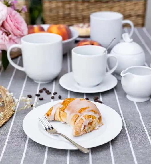 LUBIANA SIMPLE Serwis obiadowo kawowy 112 el / 18 osób + dodatki | biała porcelana