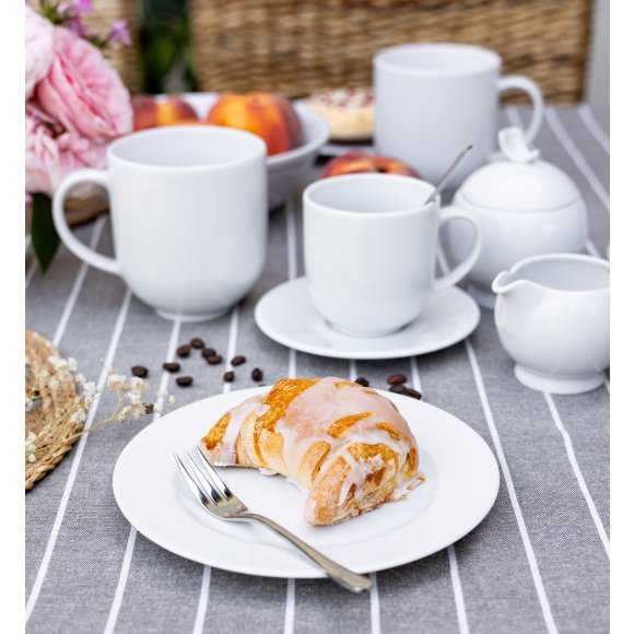 LUBIANA SIMPLE Serwis obiadowo kawowy 112 el / 18 osób + dodatki | biała porcelana
