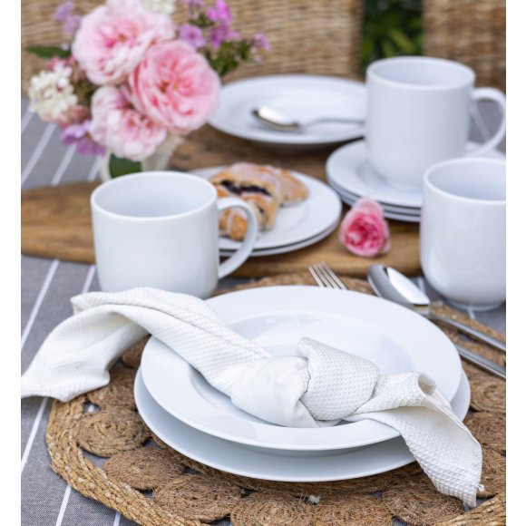 LUBIANA SIMPLE Serwis obiadowo kawowy 112 el / 18 osób + dodatki | biała porcelana