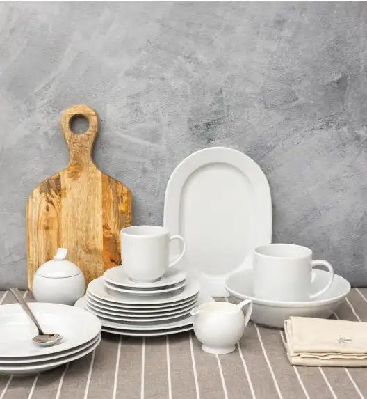 LUBIANA SIMPLE Serwis obiadowo kawowy 112 el / 18 osób + dodatki | biała porcelana