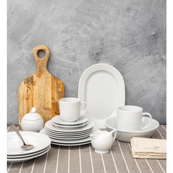 LUBIANA SIMPLE Serwis obiadowo kawowy 112 el / 18 osób + dodatki | biała porcelana