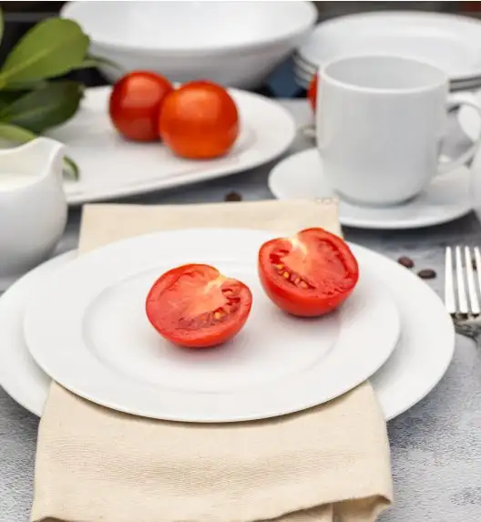 LUBIANA SIMPLE Serwis obiadowo kawowy 112 el / 18 osób + dodatki | biała porcelana