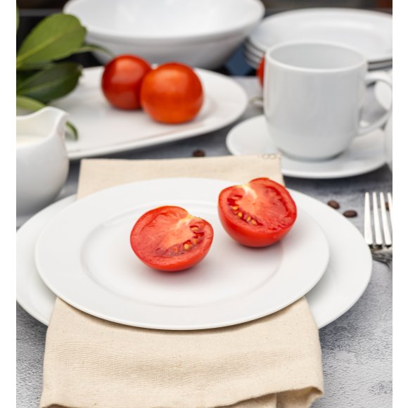 LUBIANA SIMPLE Serwis obiadowo kawowy 112 el / 18 osób + dodatki | biała porcelana