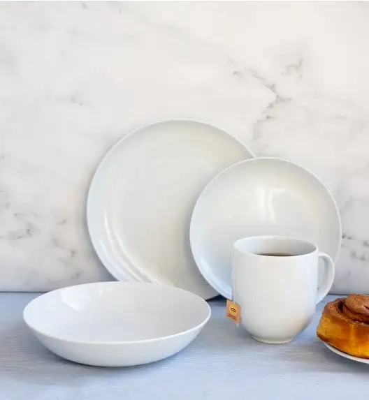 LUBIANA HOME Serwis obiadowy 48 el / 12 osób | biała porcelana
