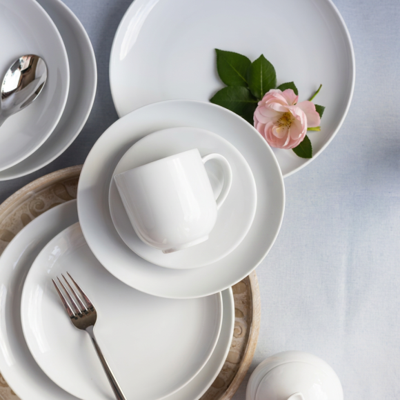 LUBIANA HOME Serwis obiadowo kawowy 60 el / 12 osób | biała porcelana