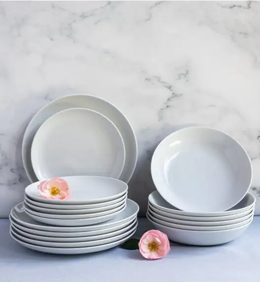 LUBIANA HOME Serwis obiadowo kawowy 60 el / 12 osób | biała porcelana