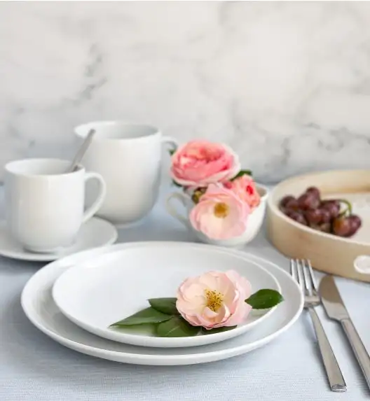 LUBIANA HOME Serwis obiadowo kawowy 40 el / 6 osób | biała porcelana