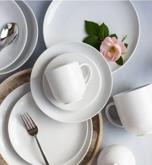 LUBIANA HOME Serwis obiadowo kawowy 40 el / 6 osób | biała porcelana