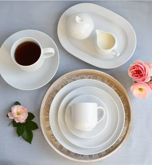 LUBIANA HOME Serwis obiadowo kawowy 76 el / 12 osób | biała porcelana