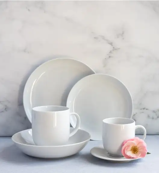 LUBIANA HOME Serwis obiadowo kawowy 76 el / 12 osób | biała porcelana