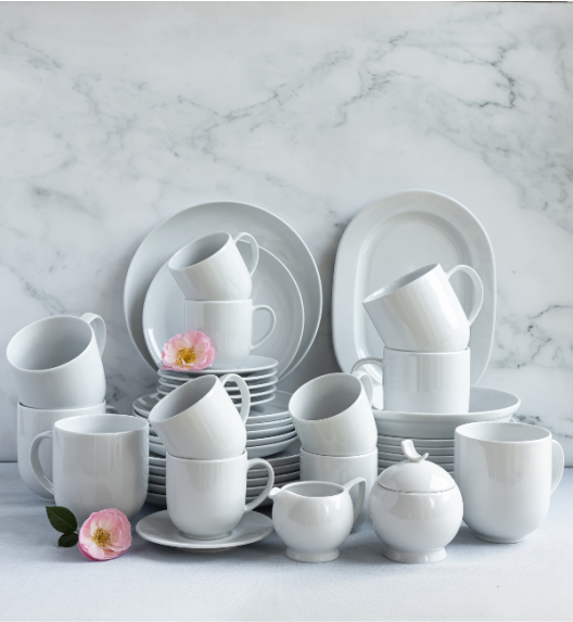 LUBIANA HOME Serwis obiadowo kawowy 76 el / 12 osób | biała porcelana