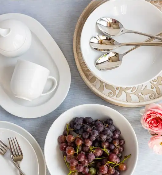 LUBIANA HOME Serwis obiadowo kawowy 112 el / 18 osób | biała porcelana