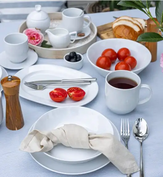 LUBIANA HOME Serwis obiadowo kawowy 112 el / 18 osób | biała porcelana