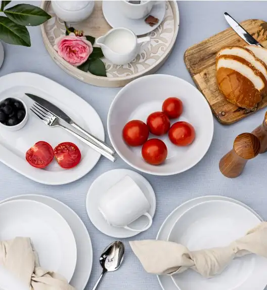 LUBIANA HOME Serwis obiadowo kawowy 112 el / 18 osób | biała porcelana