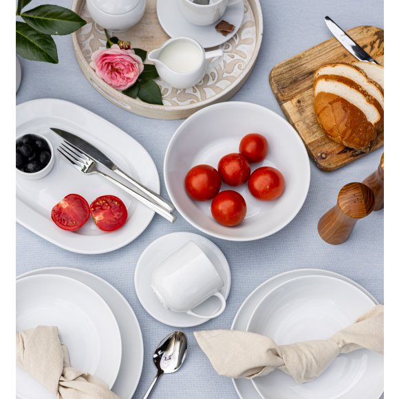 LUBIANA HOME Serwis obiadowo kawowy 112 el / 18 osób | biała porcelana