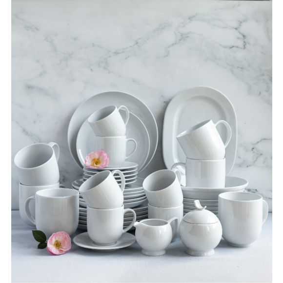 LUBIANA HOME Serwis obiadowo kawowy 112 el / 18 osób | biała porcelana