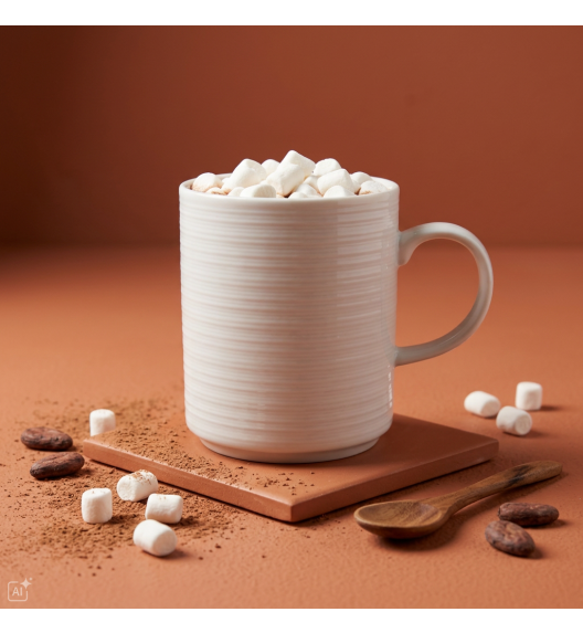 KAIA HOME REVO Kubek prążkowany 300 ml / biała ceramika