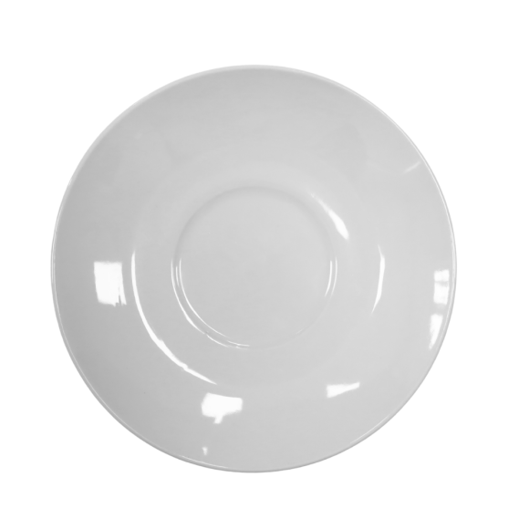 KAIA HOME BASIC Komplet 6x Filiżanka 280 ml ze spodkiem 14 cm do sztaplowania / biała ceramika