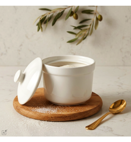 KAIA HOME AURA Cukiernica 200 ml z pokrywką 10 cm / ceramika ecru