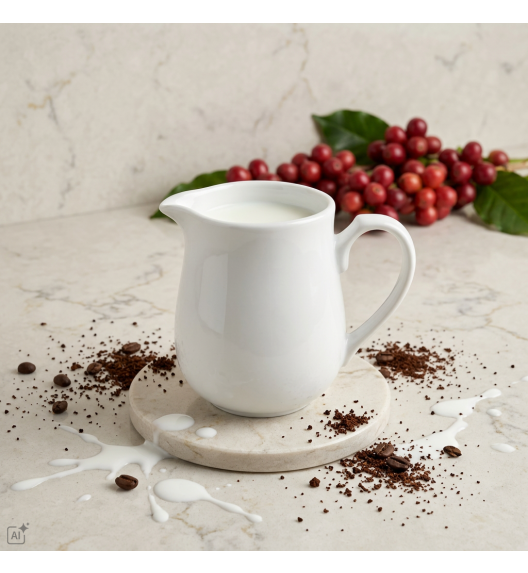 KAIA HOME BASIC Dzbanek na mleko mlecznik 100 ml / biała ceramika