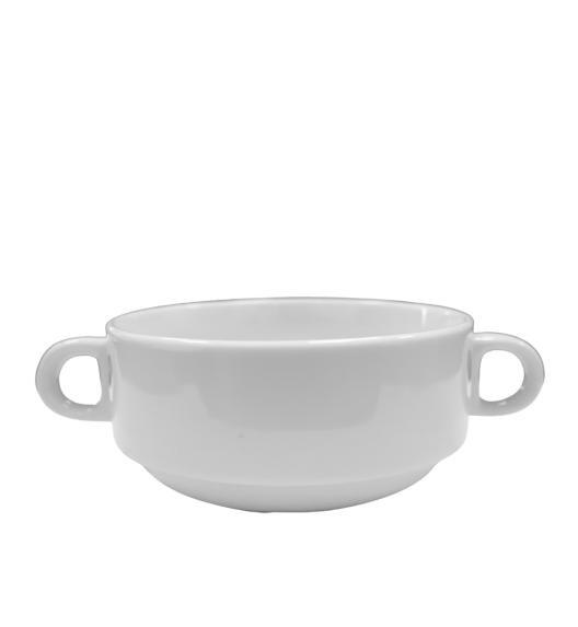 KAIA HOME BASIC Bulionówka z uszami 250 ml / 11,5 cm do sztaplowania / biała ceramika