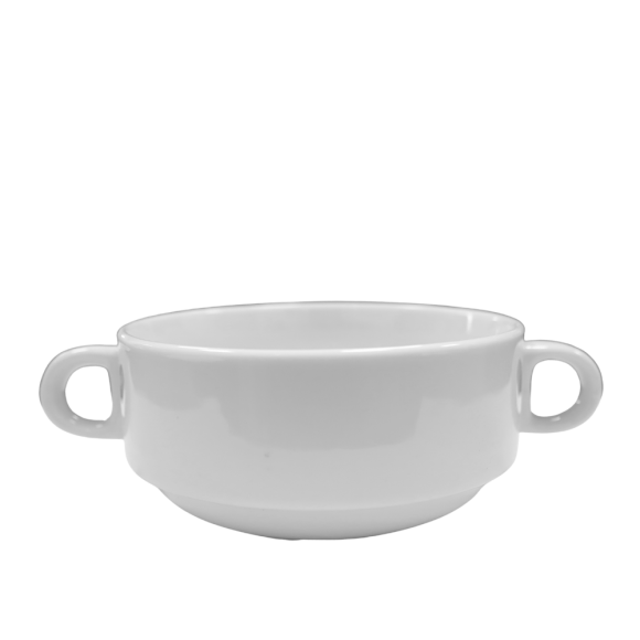 KAIA HOME BASIC Bulionówka z uszami 250 ml / 11,5 cm do sztaplowania / biała ceramika
