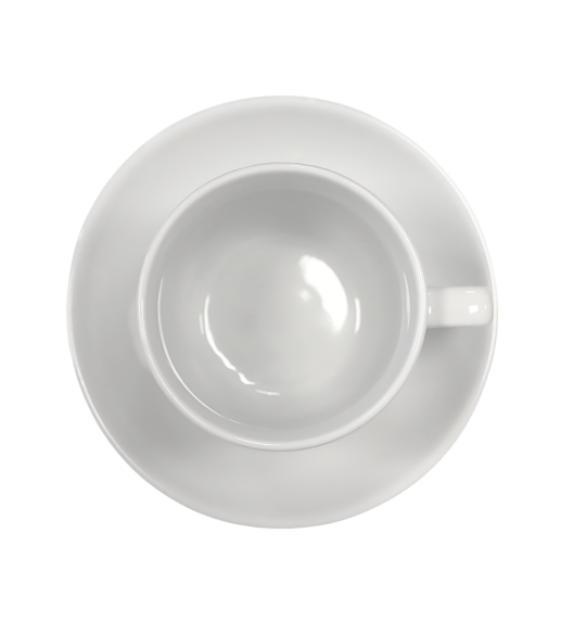 KAIA HOME BASIC Komplet 6 x Filiżanka 250 ml ze spodkiem 15 cm do sztaplowania / biała ceramika