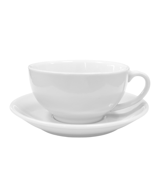 KAIA HOME BASIC Komplet 6x Filiżanka 200 ml ze spodkiem 15 cm / biała ceramika