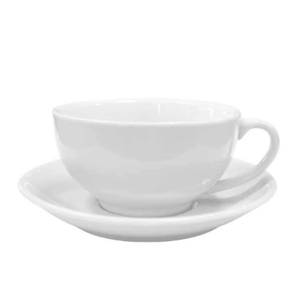 KAIA HOME BASIC Komplet 6x Filiżanka 200 ml ze spodkiem 15 cm / biała ceramika