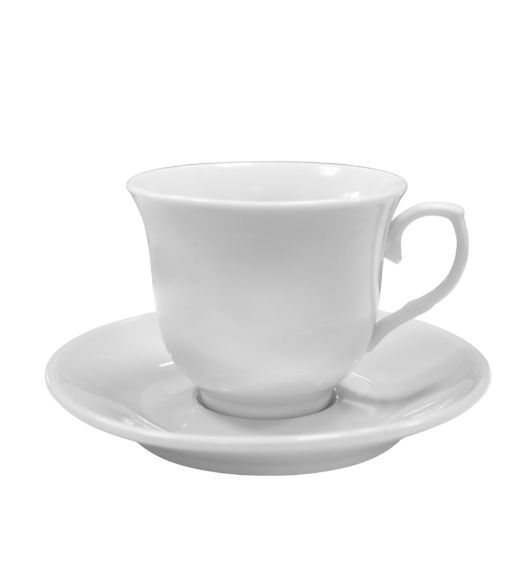 KAIA HOME Komplet 6x Filiżanka 200 ml ze spodkiem 15 cm / biała ceramika