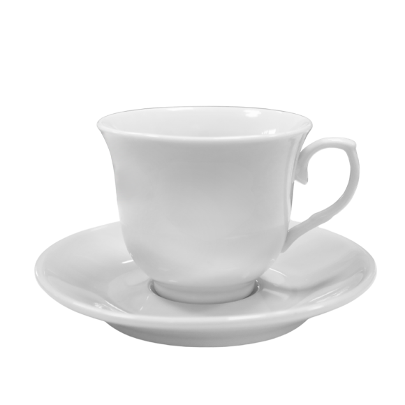 KAIA HOME Komplet 6x Filiżanka 200 ml ze spodkiem 15 cm / biała ceramika