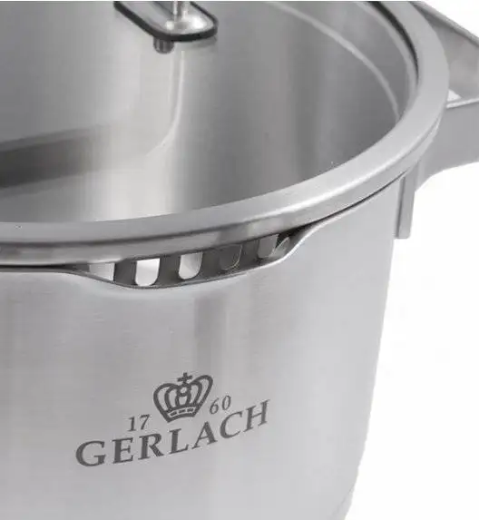 GERLACH PRESTIGE PLUS Komplet Garnki z pokrywkami 10 EL + Patelnie PRESTIGE 24, 28 cm | stal nierdzewna 18/10 | INDUKCJA