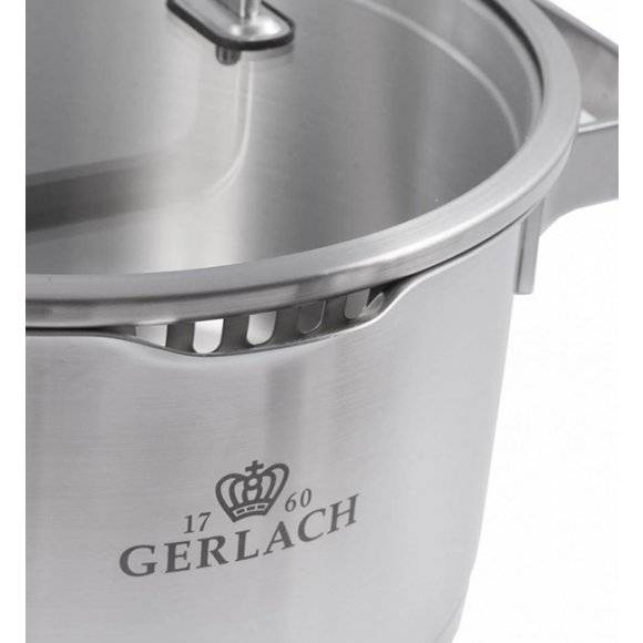 GERLACH PRESTIGE PLUS Komplet Garnki z pokrywkami 10 EL + Patelnie PRESTIGE 24, 28 cm | stal nierdzewna 18/10 | INDUKCJA