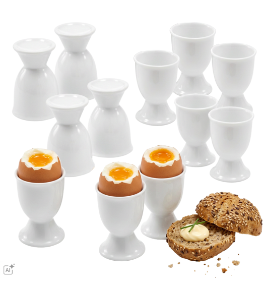 KAIA HOME BASIC 12x Kieliszek na jajko 4,5x6,5 cm / biała ceramika