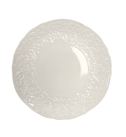 KAIA HOME 12x Talerz deserowy 20,5 cm roślinny relief / ceramika ecru