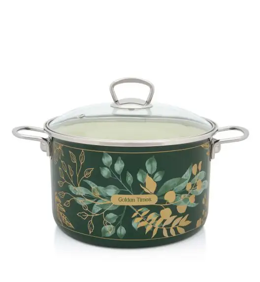 WYPRZEDAŻ! METALAC GOLDEN TIMES Garnek 6,75 l ze szklaną pokrywką 24 cm / emalia
